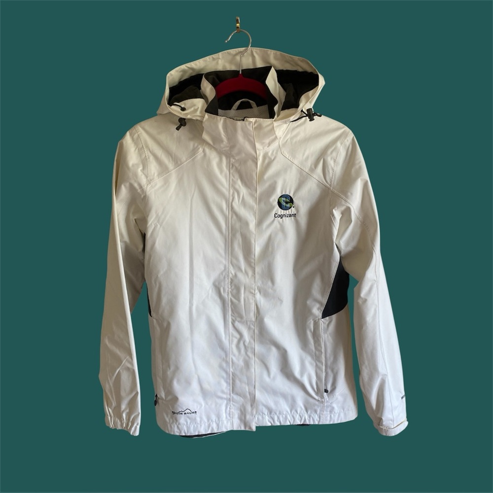 Eddie Bauer WeatherEdge Jacket Women’s M White Soft Shell Rain Coat Full Zip‎